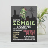 Zombie Apokalypse Thema Escape Room Halloween Einladung (Stehend Vorderseite)