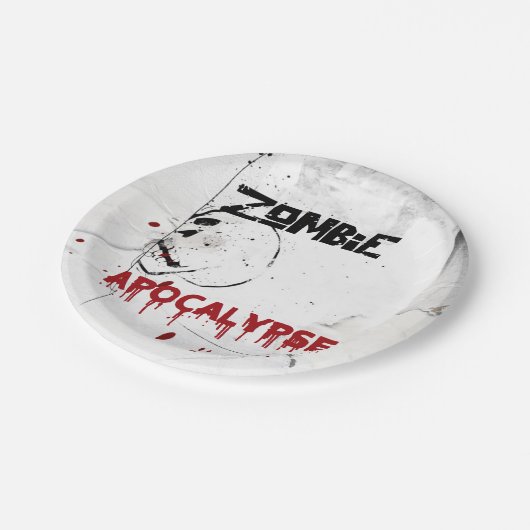 Zombie-Apokalypse-Thema-Party Pappteller (Schrägansicht)