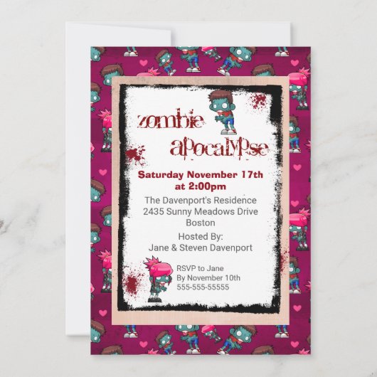 Zombie Apokalypse ThemenGeburtstagsparty Einladung (Rückseite)