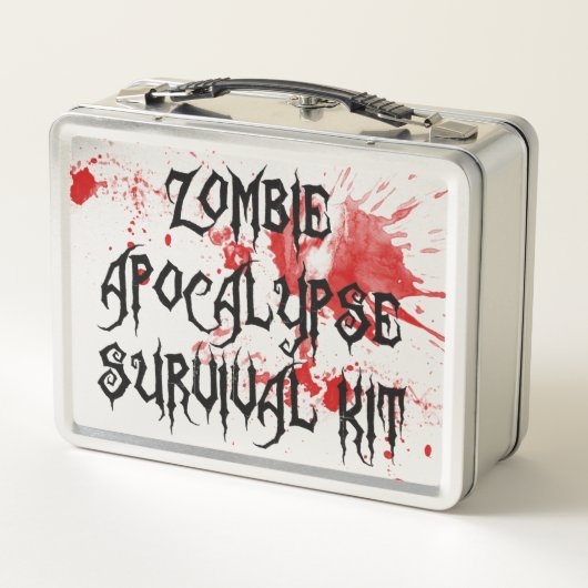 Zombie Apokalypse Überlebenskit Blutplättchen Metall Lunch Box (Rückseite)