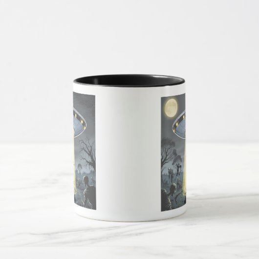 Zombie Apokalypse ufo Entführung Tasse Kaffeetasse (Zentrum)