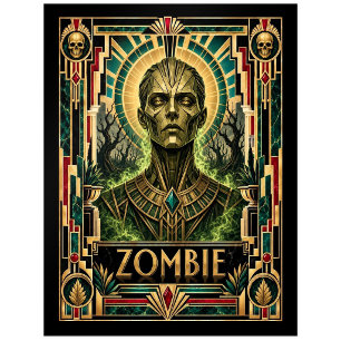 Zombie, Art Deco Mythisch Postkarte