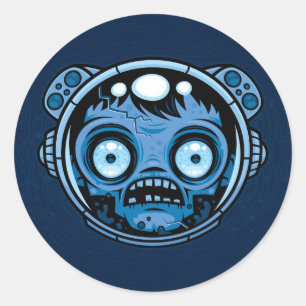 Zombie Astronaut Runder Aufkleber