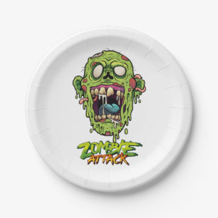 Zombie Attack Beängstigende Monsterkreatur Pappteller