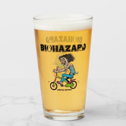 Zombie auf dem Fahrrad Glas (Rückseite (gefüllt))