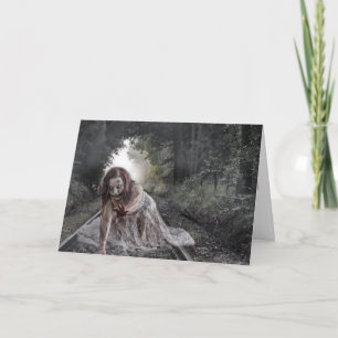 Zombie auf der Tracks Halloween-Karte Karte