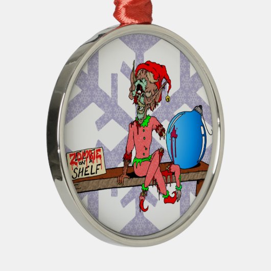 Zombie auf einem Schelf Silbernes Ornament (Rechts)