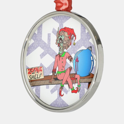 Zombie auf einem Schelf Silbernes Ornament (Links)
