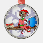 Zombie auf einem Schelf Silbernes Ornament (Vorne)