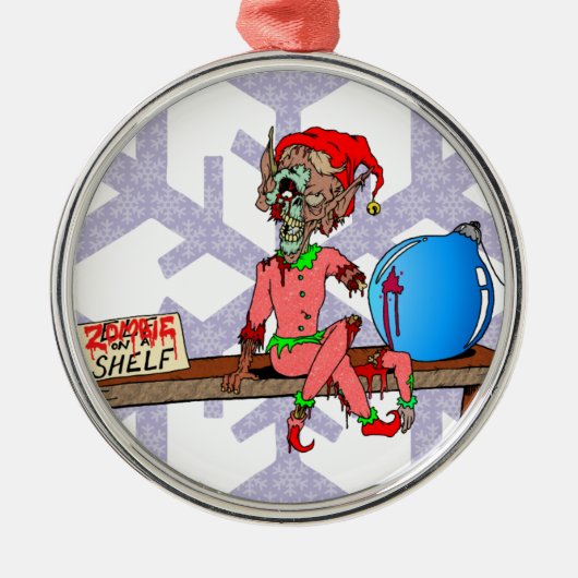 Zombie auf einem Schelf Silbernes Ornament (Vorne)