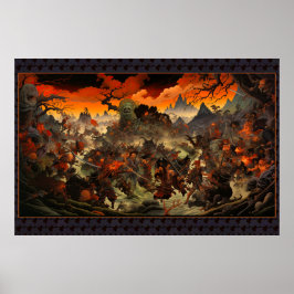 Zombie Aufstachelung Feudal Japan - Holzblock-Druc Poster