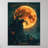 Zombie aufsteigendes Halloween mit Vollmond und Fr Poster (Vorne)