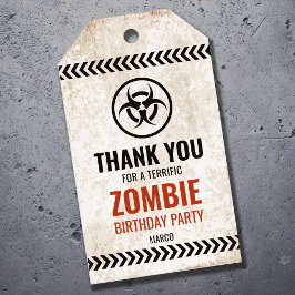 Zombie-Ausbruch-Geburtstagsfeier mit rostigem Schi Geschenkanhänger