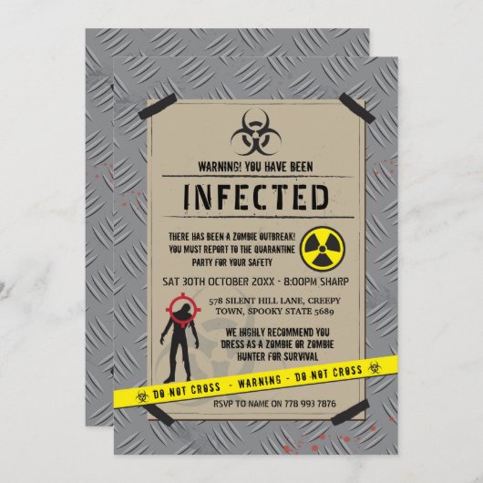 Zombie-Ausbruch laden Halloween angesteckten Einladung (Vorne/Hinten)