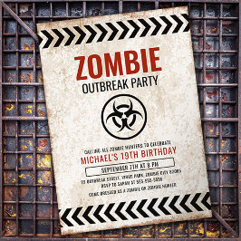 Zombie-Ausbruch-Party mit Grunge-Text Einladung