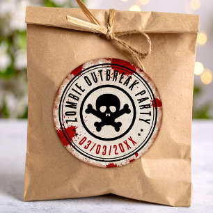 Zombie-Ausbruch-Party mit Totenkopf Runder Aufkleber