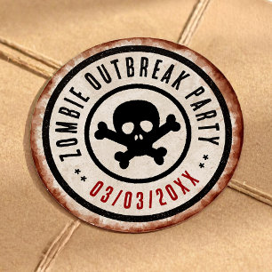 Zombie-Ausbruch-Party mit Totenkopf Runder Aufkleber