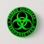 Zombie-Ausbruch-Warteteam-Neon-Grün Button (Vorderseite)