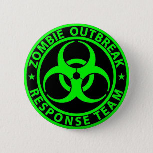 Zombie-Ausbruch-Warteteam-Neon-Grün Button