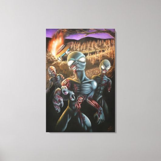 Zombie-Außerirdischen Leinwanddruck (Vorderseite)