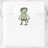 Zombie Ax Havoc Quadratischer Aufkleber (Tasche)