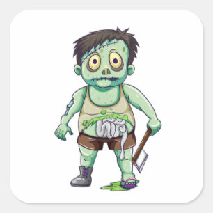 Zombie Ax Havoc Quadratischer Aufkleber