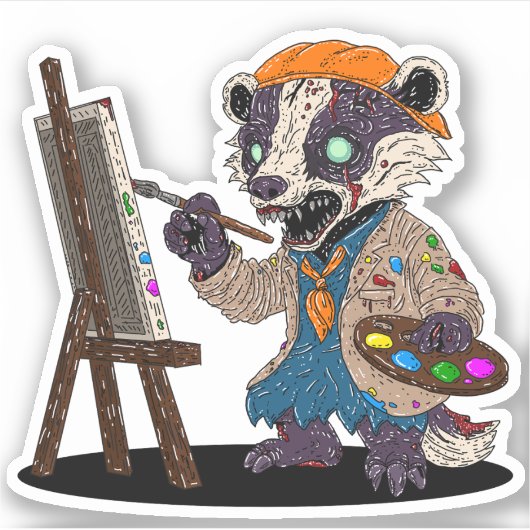 Zombie Badger Artist Aufkleber (Vorderseite)