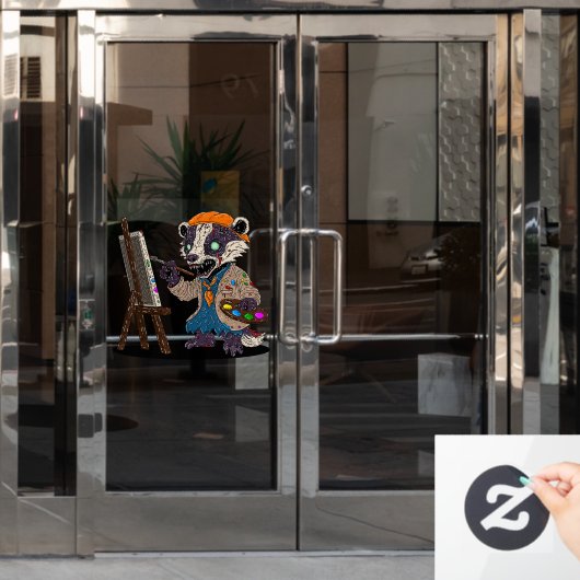 Zombie Badger Artist Fensteraufkleber (Büro Tür)