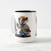 Zombie Badger Artist Zweifarbige Tasse (Vorderseite Links)