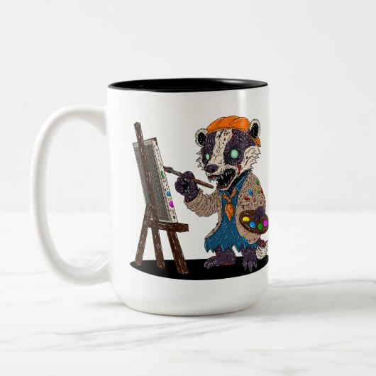 Zombie Badger Artist Zweifarbige Tasse (Links)