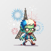 Zombie Bastille Day Fensteraufkleber (Blatt)