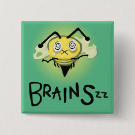 Zombie Bee/Zom-BEE - BRAINS. Button