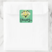 Zombie Bee/Zom-BEE - BRAINS. Quadratischer Aufkleber (Tasche)