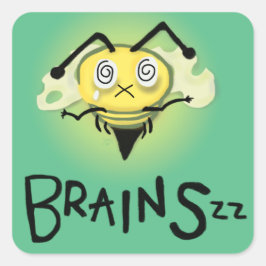 Zombie Bee/Zom-BEE - BRAINS. Quadratischer Aufkleber