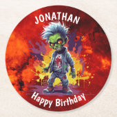 Zombie-Birhday Runder Pappuntersetzer (Vorderseite)