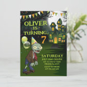 Zombie Birthday Boy Einladung (Stehend Vorderseite)