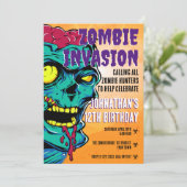 Zombie Birthday Halloween Kids Party Einladung (Stehend Vorderseite)