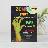 Zombie Birthday Halloween Kids Party Einladung (Stehend Vorderseite)
