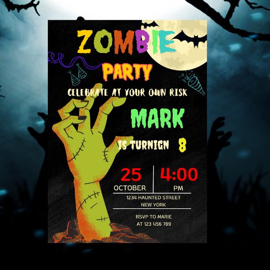 Zombie Birthday Halloween Kids Party Einladung
