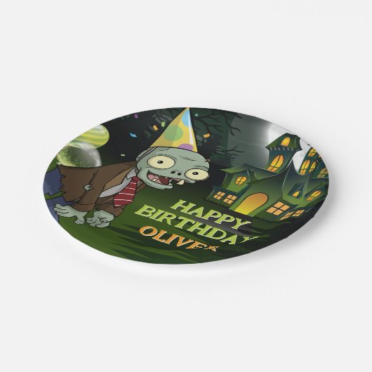 Zombie Birthday Kids Beängstigend Monster Pappteller (Schrägansicht)