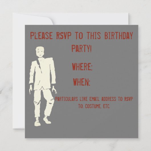 ZOMBIE BIRTHDAY PARTY EINLADUNG DURCH Jetpackcorps (Rückseite)