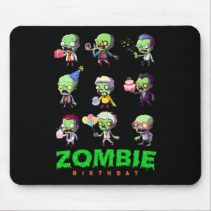 Zombie Birthday Squad Funny Halloween Party Boy Ki Mousepad