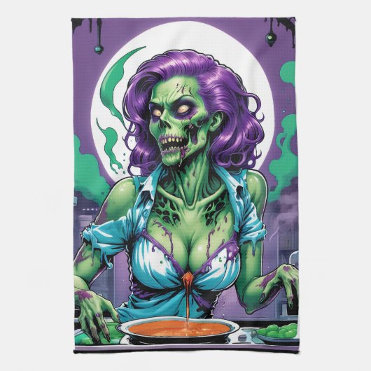 Zombie Bites: Creepische kulinarische Kreationen Geschirrtuch (Vertikal)