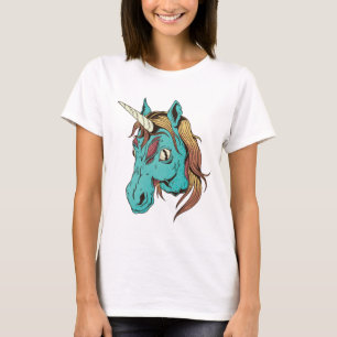 Zombie Blue Cartoon Unicorn T - Shirt