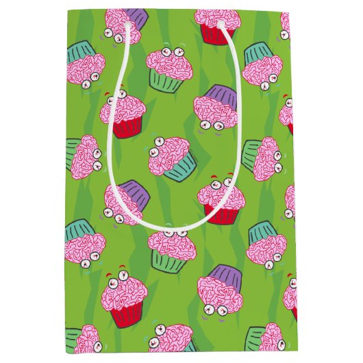 Zombie Brain Cupcake Pattern Mittlere Geschenktüte (Vorderseite)