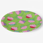 Zombie Brain Cupcake Pattern Pappteller (Schrägansicht)