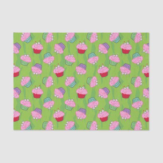 Zombie Brain Cupcake Pattern Seidenpapier (Vorderseite)