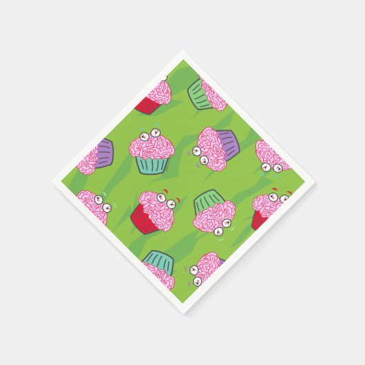 Zombie Brain Cupcake Pattern Serviette (Ecke)