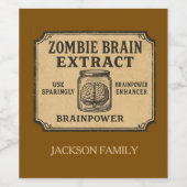 Zombie Brain Extract Tonic Wine Label Weinetikett (Einzelnes Label)