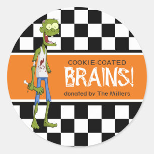 Zombie Brains ID213 Runder Aufkleber